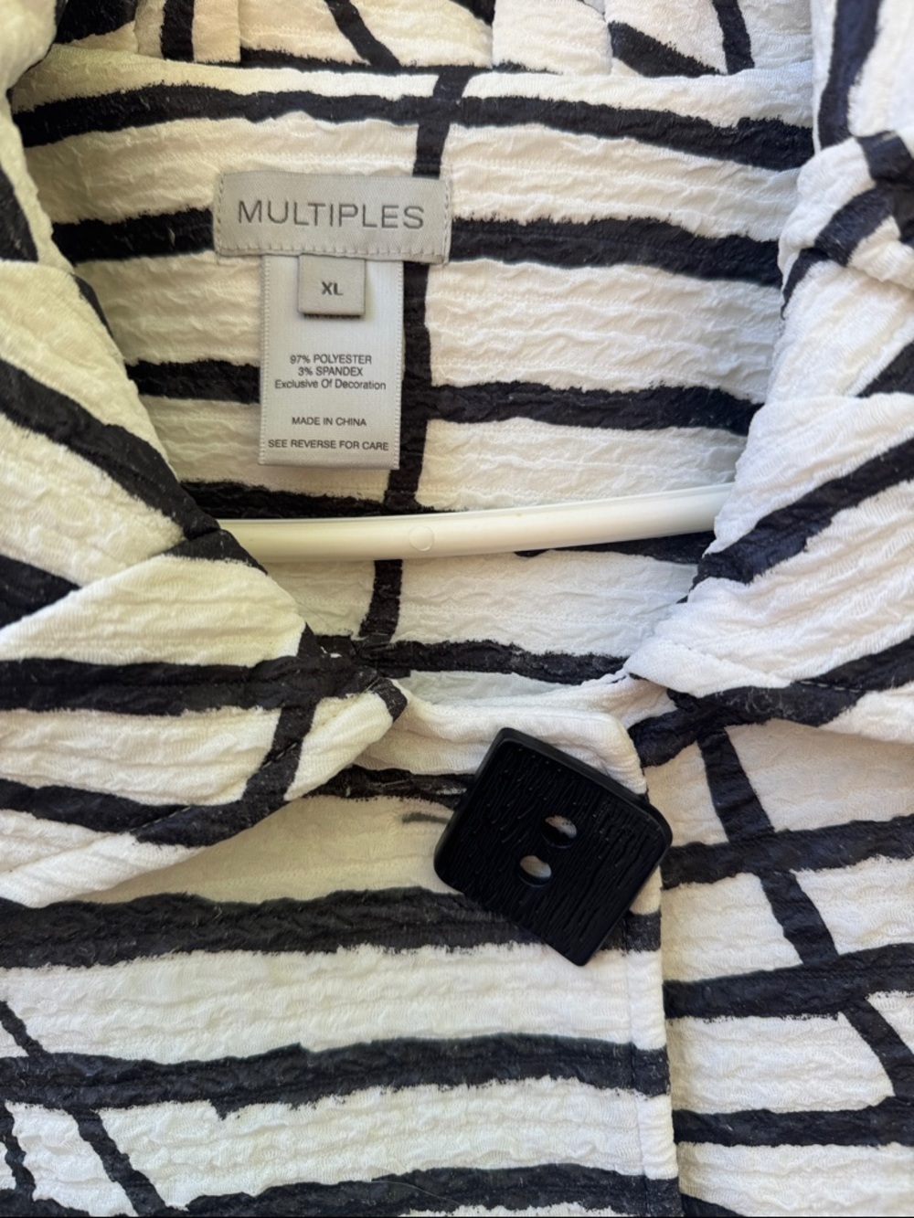 Multiples Black and White Striped Textured Coat - Picture 2 of 4